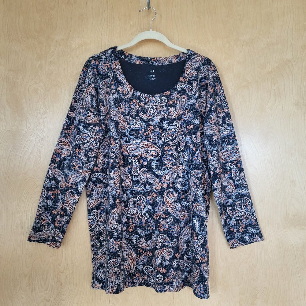 J. Jill Scoop-Neck Tunic NWOT Blue Paisley Print Size L